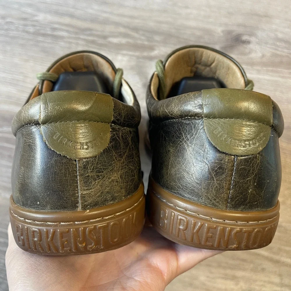 Birkenstock Arran Mens Olive Green Distressed Leather Sneakers 44 L13 M11